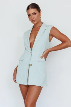 Isa Sleeveless Button Mini Dress Mint -Cheap Dress Store SN0066B 20MINT 5