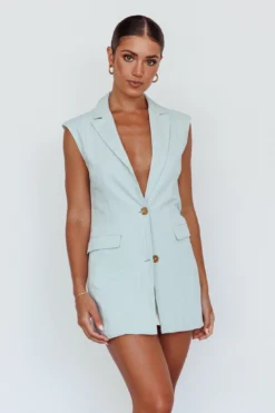 Isa Sleeveless Button Mini Dress Mint -Cheap Dress Store SN0066B 20MINT 7