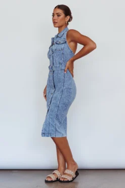 Good To Go Halterneck Midi Dress Denim -Cheap Dress Store SN0071D 20DENIM 5
