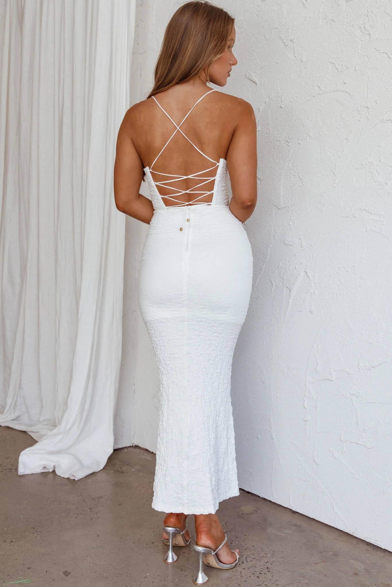 Nouveau U-Neckline Midi Dress White 2 Nouveau U-Neckline Midi Dress White - Image 2