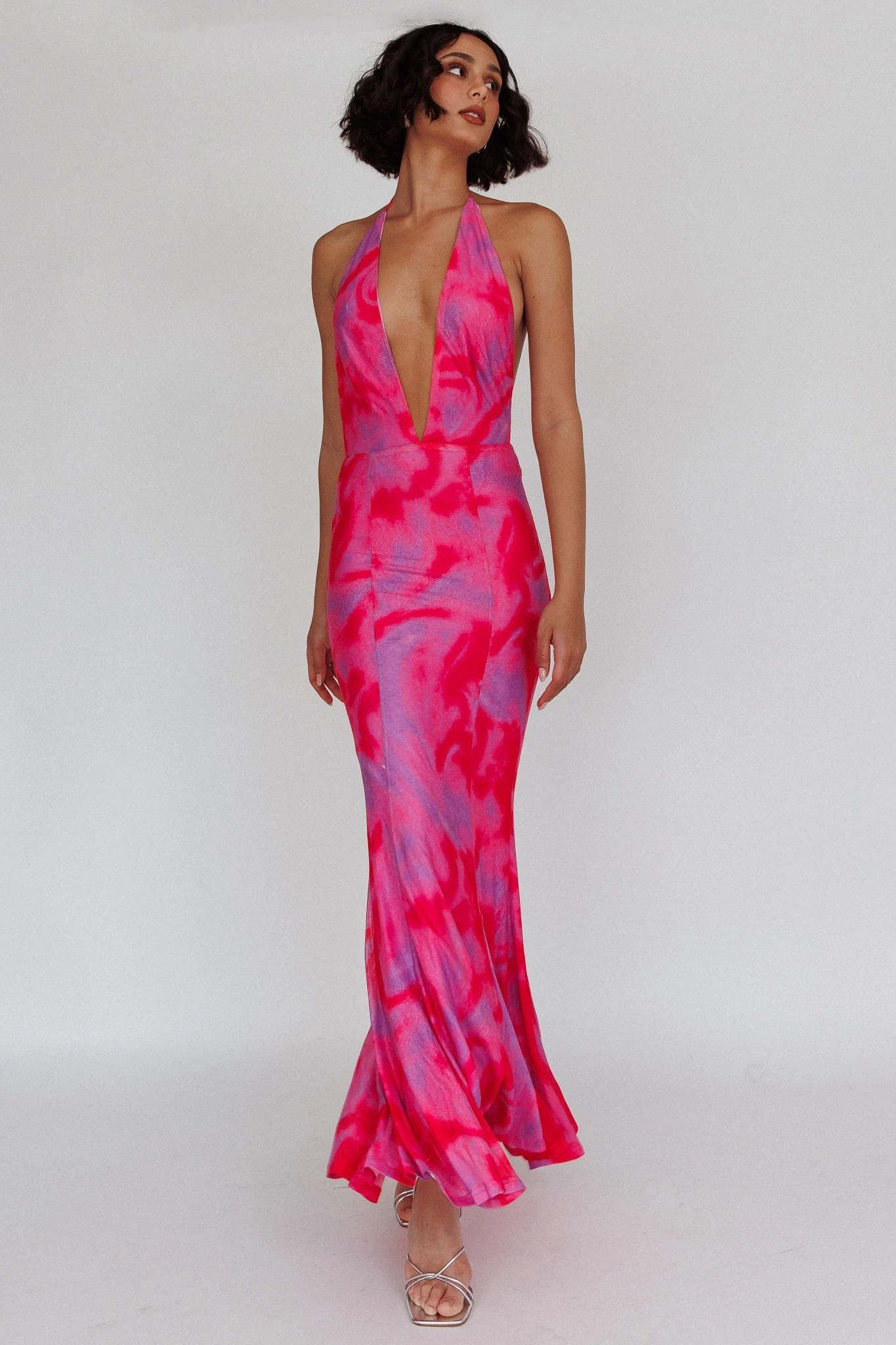 Mayah Halterneck Maxi Dress Printed Hot Pink 3 Mayah Halterneck Maxi Dress Printed Hot Pink - Image 3
