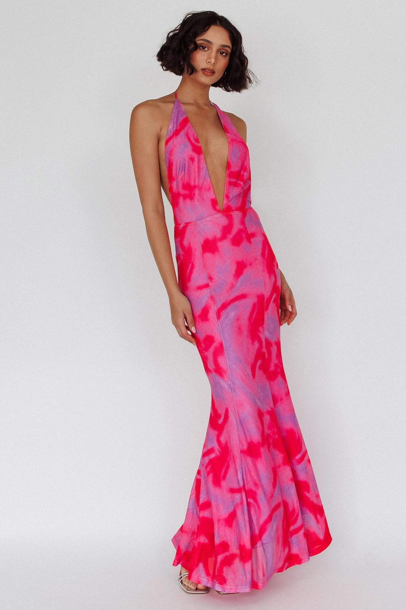 Mayah Halterneck Maxi Dress Printed Hot Pink 5 Mayah Halterneck Maxi Dress Printed Hot Pink - Image 5