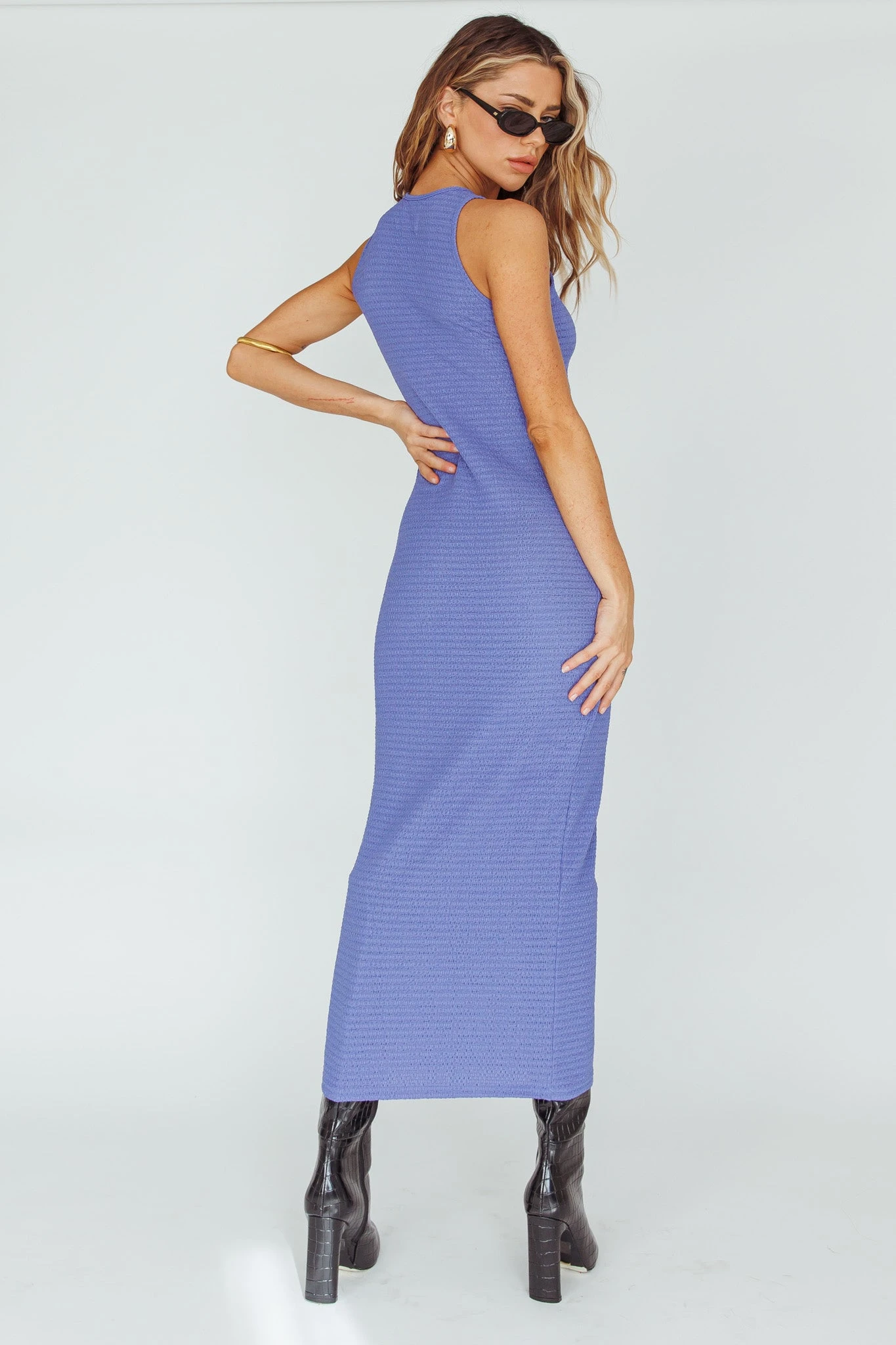 Playa Hermosa Keyhole Midi Dress Blue Violet 2 Playa Hermosa Keyhole Midi Dress Blue Violet - Image 2
