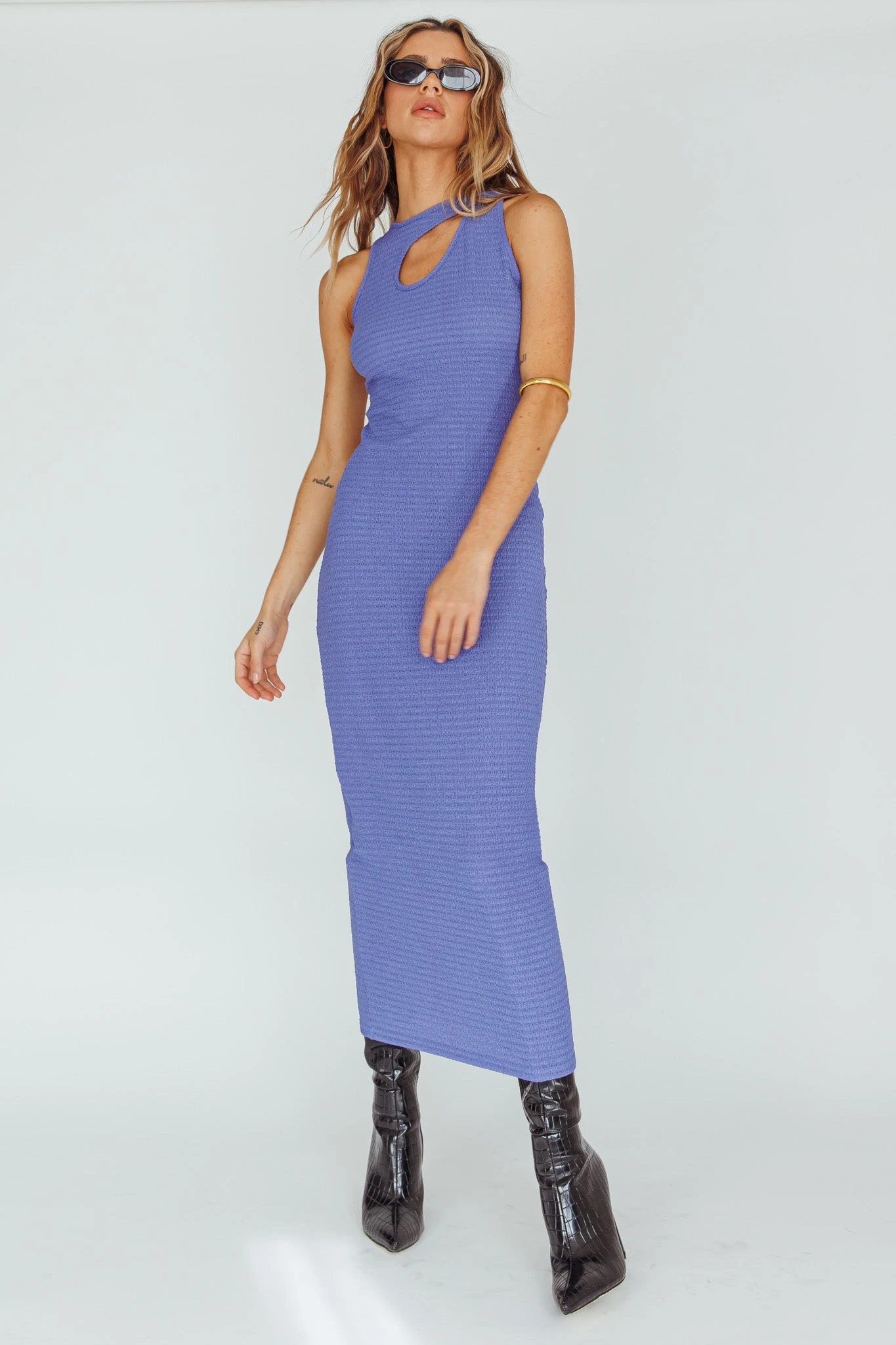 Playa Hermosa Keyhole Midi Dress Blue Violet 6 Playa Hermosa Keyhole Midi Dress Blue Violet - Image 6