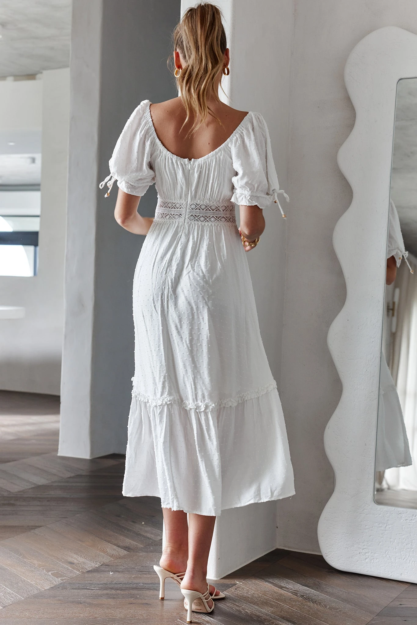 Topanga Canyon String Tie Boho Midi Dress White 2 Topanga Canyon String Tie Boho Midi Dress White - Image 2