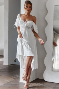 Topanga Canyon String Tie Boho Midi Dress White 9 Topanga Canyon String Tie Boho Midi Dress White -Cheap Dress Store SR0061B01 20WHITE 4