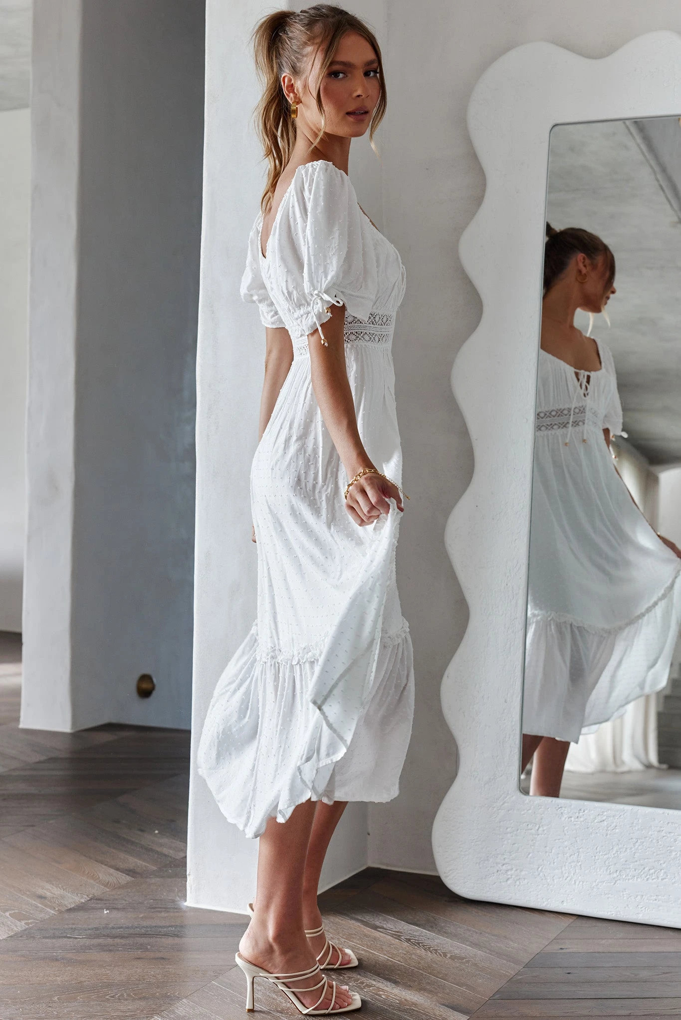 Topanga Canyon String Tie Boho Midi Dress White 6 Topanga Canyon String Tie Boho Midi Dress White - Image 6