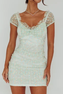 Daisy Chains Lace-up Back Mini Dress Green -Cheap Dress Store SR0134D 20GREEN 4