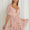 Vista Del Mar Tied Bust Mini Dress Floral Pink
