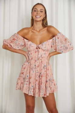 Vista Del Mar Tied Bust Mini Dress Floral Pink 9 Vista Del Mar Tied Bust Mini Dress Floral Pink -Cheap Dress Store SR0144D01 20PINK 5