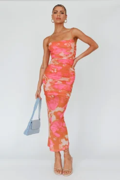 Logan Cami Strap Midi Dress Floral Pink -Cheap Dress Store SR0655J09 20PINK 6