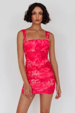 Daydreaming Ruched Mini Dress Floral Pink 8 Daydreaming Ruched Mini Dress Floral Pink -Cheap Dress Store SR0735H 20PINK 4