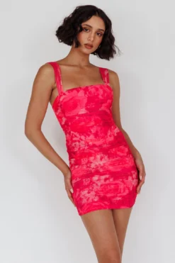 Daydreaming Ruched Mini Dress Floral Pink 9 Daydreaming Ruched Mini Dress Floral Pink -Cheap Dress Store SR0735H 20PINK 5