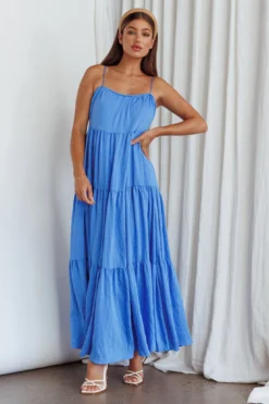 Bora Bora Tied Back Maxi Dress Blue -Cheap Dress Store SR0784J 20BLUE 5