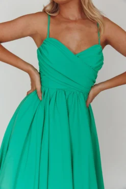 Salome Tied Back Knee Length Dress Green -Cheap Dress Store SR0793J 20GREEN 4