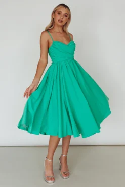 Salome Tied Back Knee Length Dress Green -Cheap Dress Store SR0793J 20GREEN 6