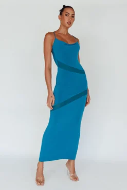 Sun Kissed Cowl Tied Back Maxi Dress Teal -Cheap Dress Store SR0872J 20TEAL 5