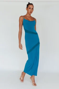 Sun Kissed Cowl Tied Back Maxi Dress Teal -Cheap Dress Store SR0872J 20TEAL 6