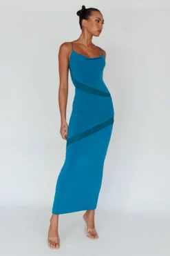 Sun Kissed Cowl Tied Back Maxi Dress Teal -Cheap Dress Store SR0872J 20TEAL 7