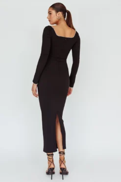 Samantha Pearl Detailing Midi Dress Black -Cheap Dress Store SR0914JBLACK 3