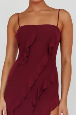 Catriona Split Ruffle Midi Dress Grape -Cheap Dress Store SR0929J 20GRAPE 4