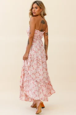 Take Me Away Strapless Maxi Dress Floral Print Blush -Cheap Dress Store ST2587D BLUSH 6