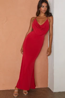 Myrah Draped Bust Mermaid Maxi Dress Red 11 Myrah Draped Bust Mermaid Maxi Dress Red -Cheap Dress Store ST2605D02 20RED 5