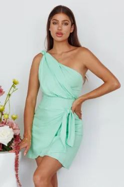 Island Time One-Shoulder Mini Dress Mint -Cheap Dress Store ST2816B02 20MINT 5