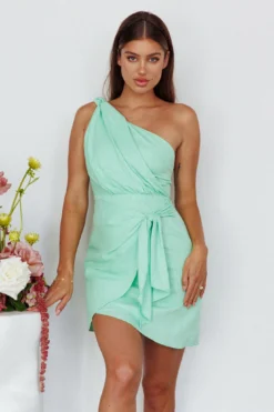 Island Time One-Shoulder Mini Dress Mint -Cheap Dress Store ST2816B02 20MINT 6