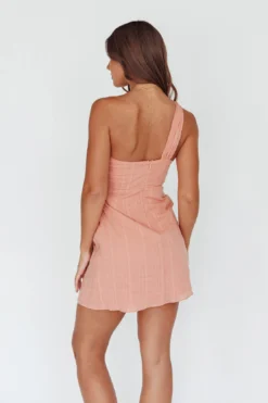 Island Time One-Shoulder Mini Dress Peach -Cheap Dress Store ST2816B 20PEACH 3