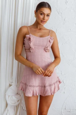 Royale Crochet Lace Trim Dress Mauve -Cheap Dress Store ST3134B 20MAUVE 4