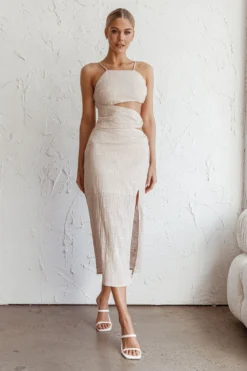 Virgin Islands Cut-Out Midi Dress Sand -Cheap Dress Store ST3146B 20SAND 2