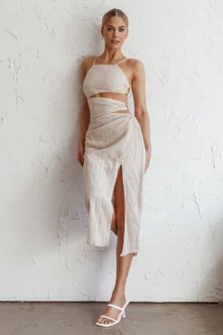 Virgin Islands Cut-Out Midi Dress Sand -Cheap Dress Store ST3146B 20SAND 5