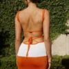 Bristol Low Back Knit Dress Striped Orange