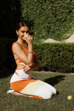 Bristol Low Back Knit Dress Striped Orange -Cheap Dress Store ST3613D 20ORANGE 5