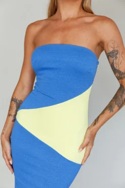 Shondra Crepe Texture Tube Dress Blue -Cheap Dress Store ST3650D 20BLUE 4