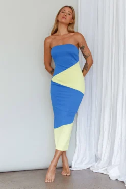 Shondra Crepe Texture Tube Dress Blue -Cheap Dress Store ST3650D 20BLUE 5