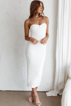 Tiffani Diamante Strap Midi Dress White 10 Tiffani Diamante Strap Midi Dress White -Cheap Dress Store ST3799D 20WHITE 5