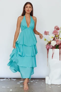 Catalina Tiered Ruffle Maxi Dress Mint -Cheap Dress Store ST3801D 20MINT 2