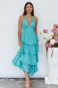 Catalina Tiered Ruffle Maxi Dress Mint -Cheap Dress Store ST3801D 20MINT 6