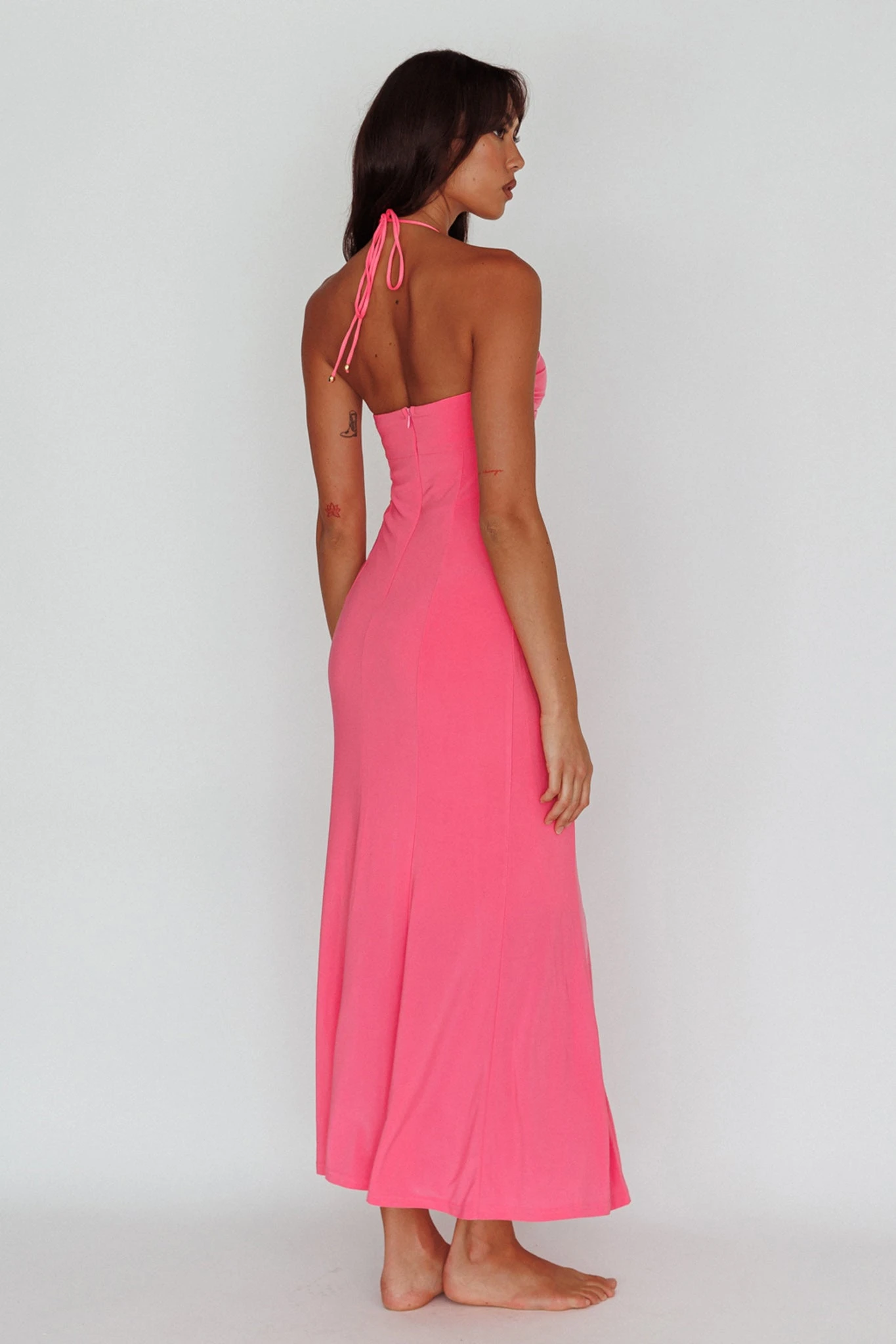 Ibiza Sunset Bust Flower Midi Dress Hot Pink 2 Ibiza Sunset Bust Flower Midi Dress Hot Pink - Image 2