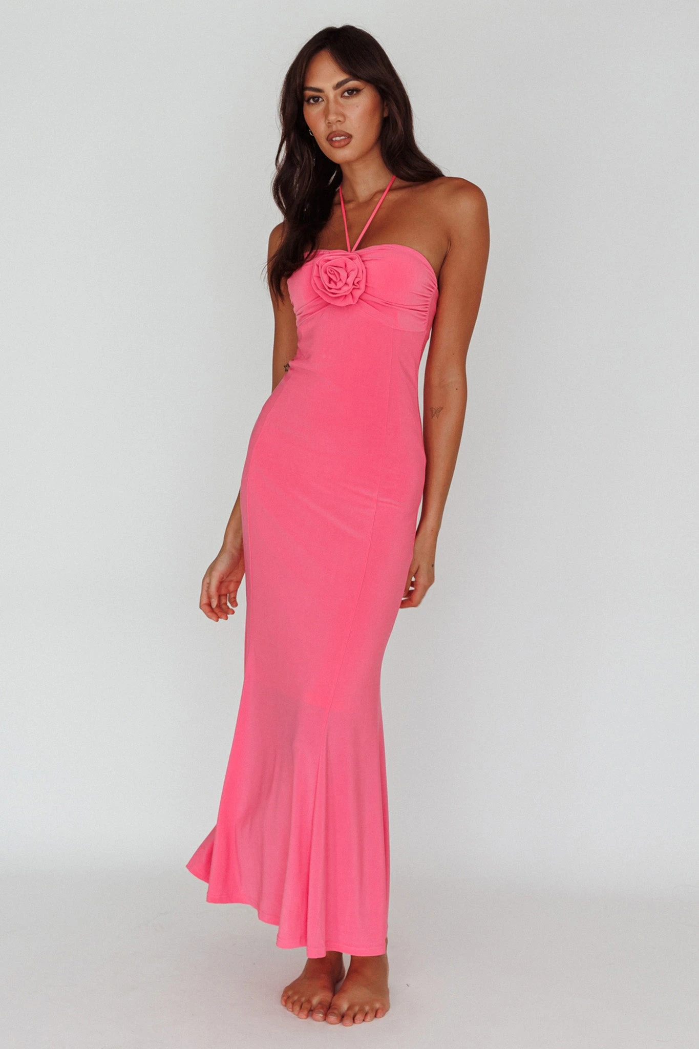 Ibiza Sunset Bust Flower Midi Dress Hot Pink 7 Ibiza Sunset Bust Flower Midi Dress Hot Pink - Image 7