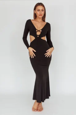 Dress Codes Cut-Out Maxi Dress Black -Cheap Dress Store ST3866D 20BLACK 2