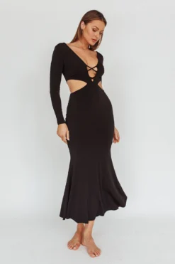 Dress Codes Cut-Out Maxi Dress Black -Cheap Dress Store ST3866D 20BLACK 5