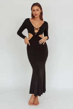 Dress Codes Cut-Out Maxi Dress Black -Cheap Dress Store ST3866D 20BLACK 6