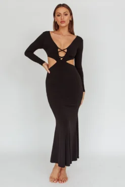 Dress Codes Cut-Out Maxi Dress Black -Cheap Dress Store ST3866D 20BLACK 7