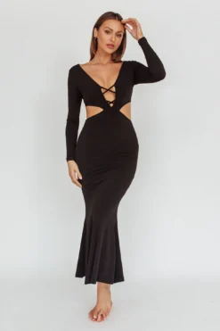 Dress Codes Cut-Out Maxi Dress Black -Cheap Dress Store ST3866D 20BLACK 8