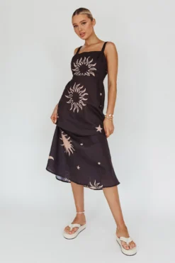 Coucou Square Neckline Midi Dress Celestial Print -Cheap Dress Store ST3894D01 20CELESTIAL 20PRINT 2