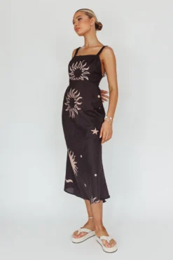 Coucou Square Neckline Midi Dress Celestial Print -Cheap Dress Store ST3894D01 20CELESTIAL 20PRINT 6