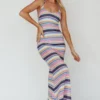 Kandy Crochet Maxi Dress Stripe Blue Multi